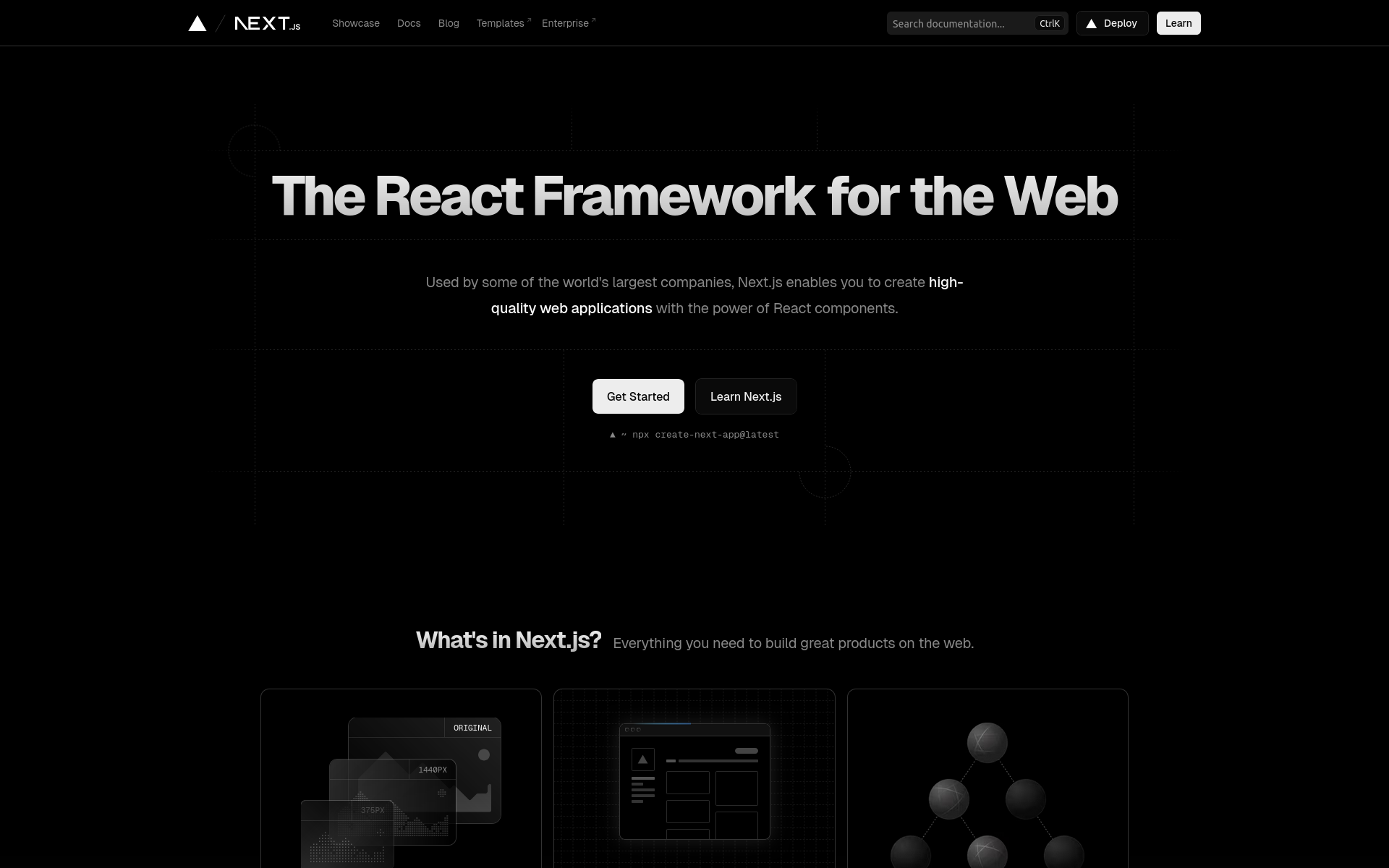 Next.js homepage interface